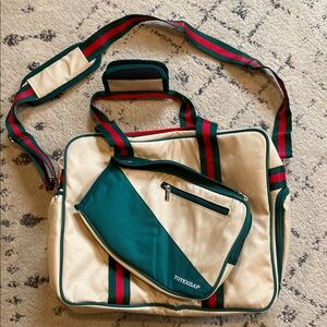 Cream and Green Pickleball Bag